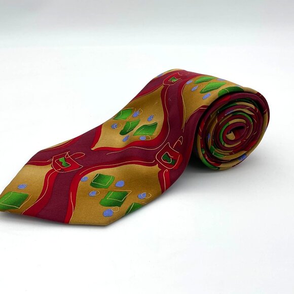 J. Garcia Creme de Menthe Hangover Christmas Ornaments Vintage 100% Silk Tie - Picture 6 of 7